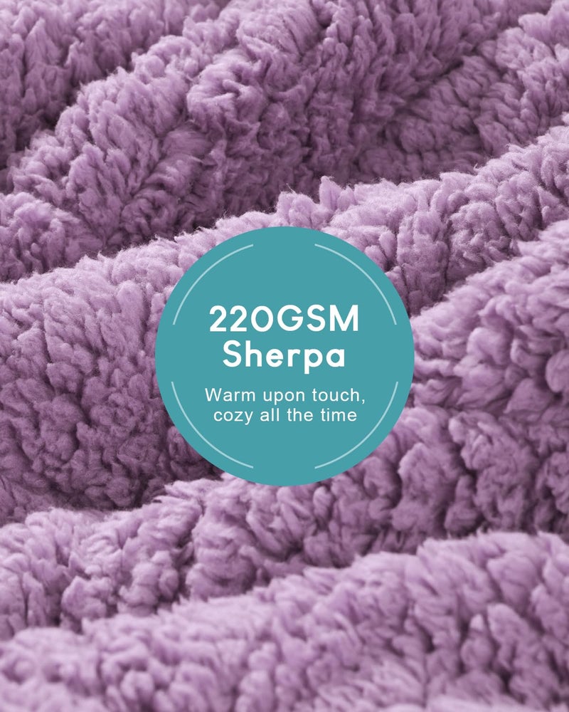 Cottonblue Jacquard Weighted Blanket 15 lbs for Adults Queen Twin Full Size, Fuzzy Sherpa Fleece Weighted Throw Blankets 60x80 in for Relax & Sleep, Cozy Heavy Bed Blankets with Cemaric Beads, Purple - Image 4