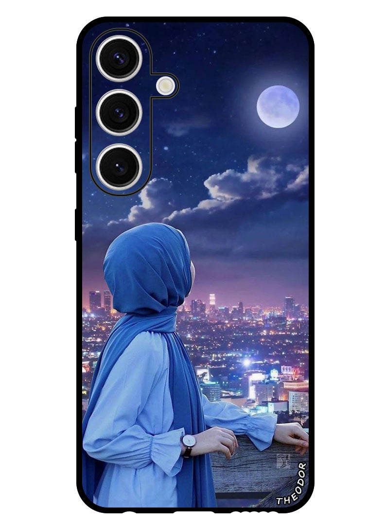 Theodor Protective Case Anti Scratch Shock Proof Bumper Cover For Samsung Galaxy S24 Plus Hijab Girl Looking at Moon - Image 1