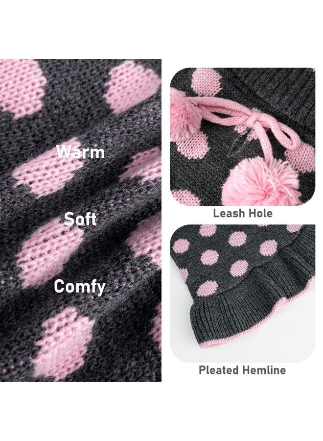 KYEESE Dog Sweaters with Leash Hole for Small Dogs Turtleneck Dog Sweater Dress Polka Dot Knit Pullover Doggie Sweater Warm Pet Sweater - Image 3