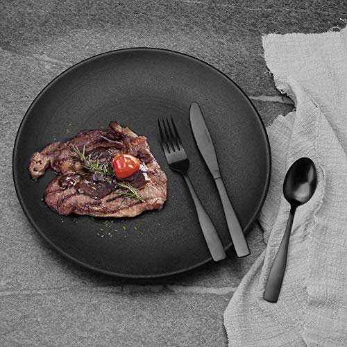 Vanys 20-Piece Silverware Set, Satin Finish Flatware Cutlery Set Service for 4, Knives/Forks/Spoons Included, Dishwasher Safe (Matte Black) - Image 4