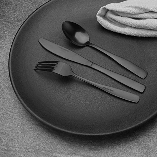 Vanys 20-Piece Silverware Set, Satin Finish Flatware Cutlery Set Service for 4, Knives/Forks/Spoons Included, Dishwasher Safe (Matte Black) - Image 3