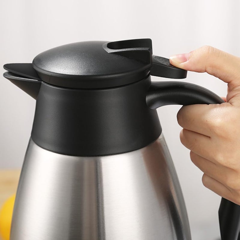 GearRoot 68oz Thermal Coffee Carafe, 2 Pack Airpot Insulated Coffee Urns Stainless Steel Vacuum Thermal Pot Dispenser for Coffee, Hot Water, Tea, Hot Beverage - Keep 12 Hours Hot, 24 Hours Cold (Silver,Silver) - Image 4