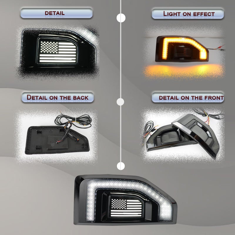 GEEGEETOP Led Fender Side Marker Lights Assembly, 2 Pcs Amber Front Fender Lamp Kit for Ford Maverick 2022-2025 Trucks/Pickup,Function as Amber Sequential Turn Signal Light & Daytime Running Light - Image 5