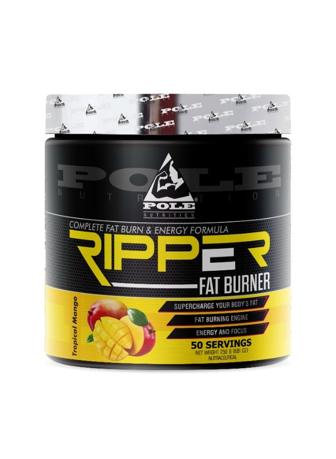 POLE NUTRITION Ripper Fat Burner, 50 Servings - Energy & Focus Pre-Workout Supplement (Tropical Mango) - Image 1
