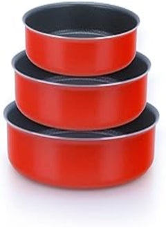 TRUEVAL Trueval Teflon oven tray practical sizes 24-26-30 long life, red, set consisting of 3 