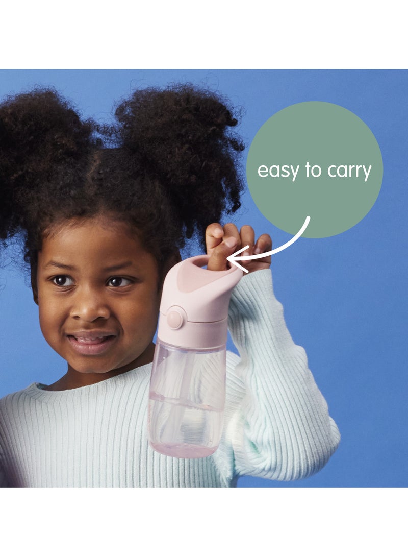 b.box زجاجة شرب وماء للأطفال - بلش، زجاجة سهلة الإمساك وغطاء مانع للتسرب، تصميم لطيف مناسب للأطفال، قشة قابلة للطي، 450 مل/15 أونصة - Image 4