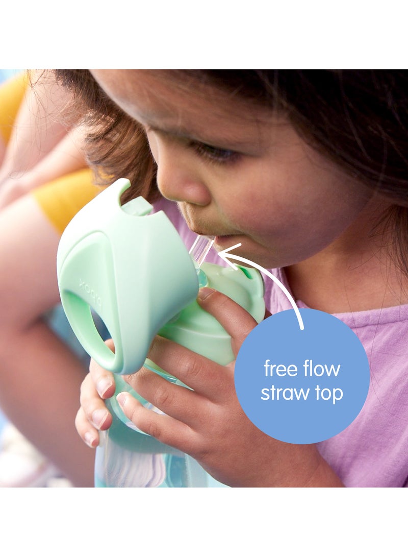 b.box زجاجة شرب وماء للأطفال - بلش، زجاجة سهلة الإمساك وغطاء مانع للتسرب، تصميم لطيف مناسب للأطفال، قشة قابلة للطي، 450 مل/15 أونصة - Image 3