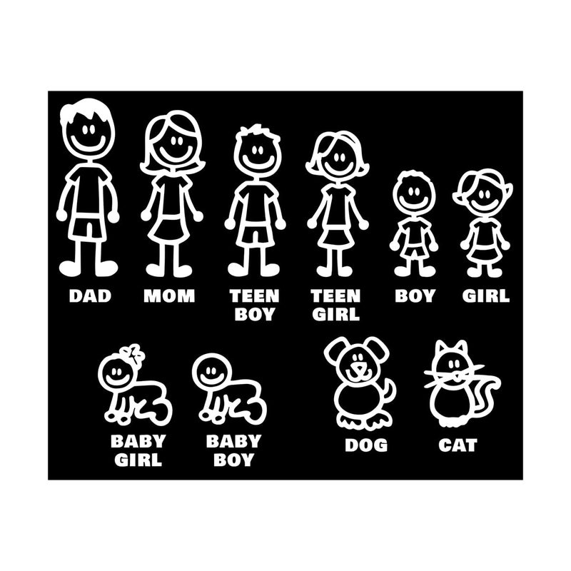 SHMZK Family Car Stickers Family Figure Dog Cat Baby Auto Window Bumper Decal Sticker Waterproof Families People Mom Dad Boy Girl Pet Decal for Car Windshield Laptop Tablet 9879 - Image 3