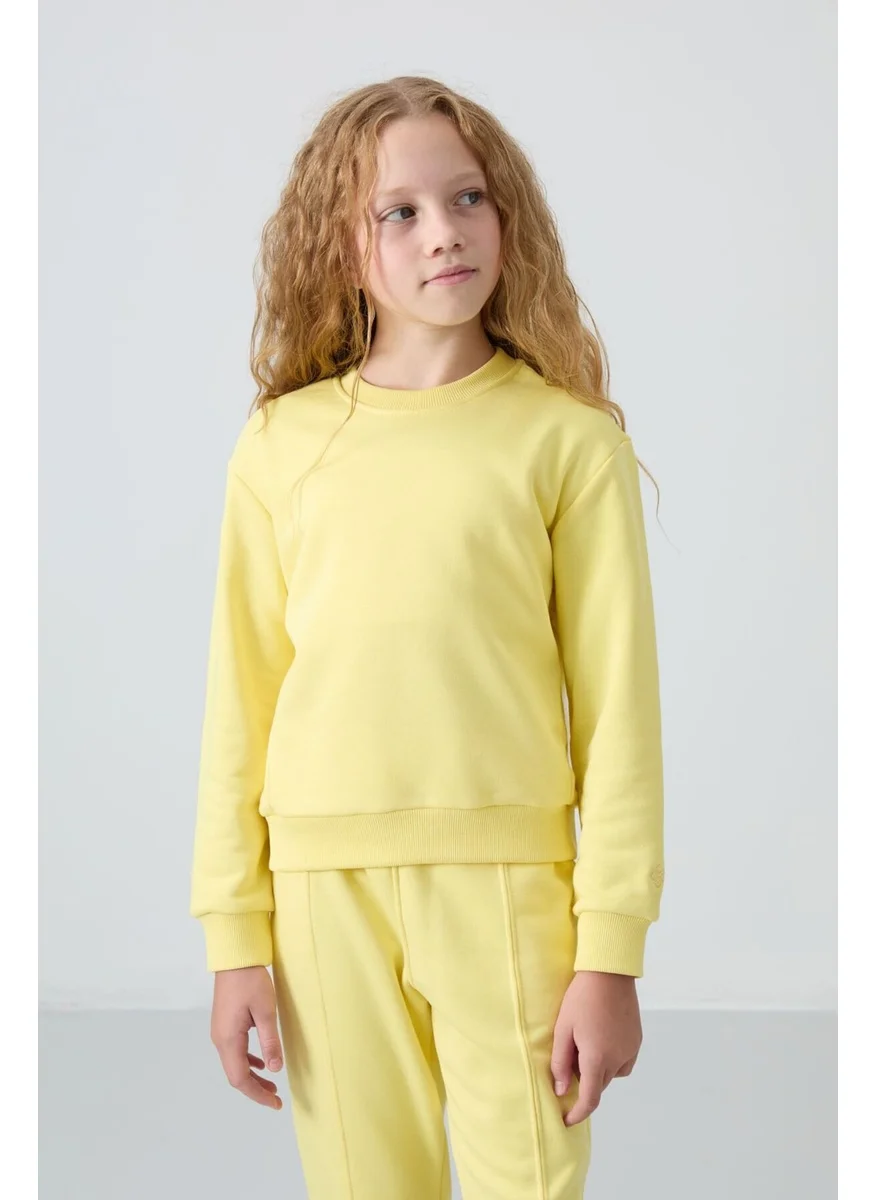 Tommy Life Yellow Cotton Fluffy Soft Texture Oversize Embroidered Girl Tracksuit - 75145
