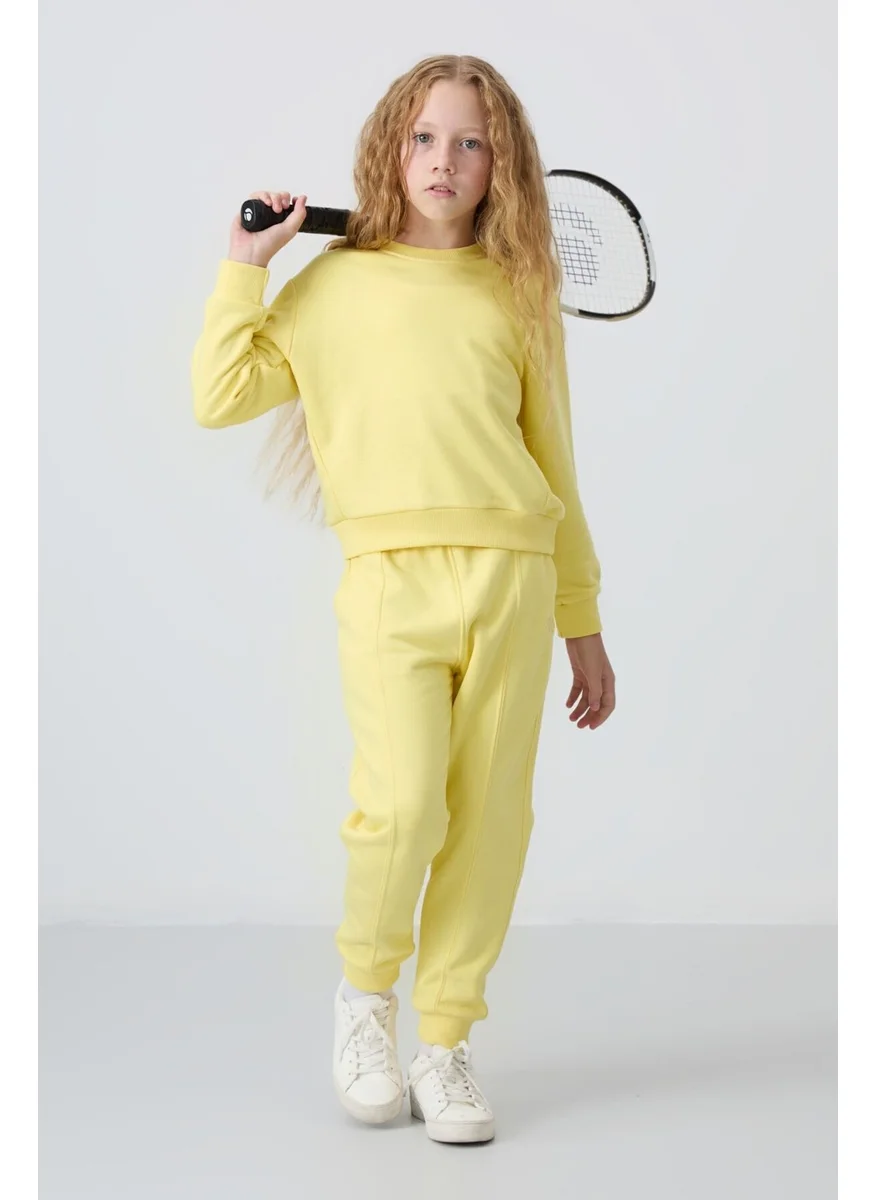 Tommy Life Yellow Cotton Fluffy Soft Texture Oversize Embroidered Girl Tracksuit - 75145