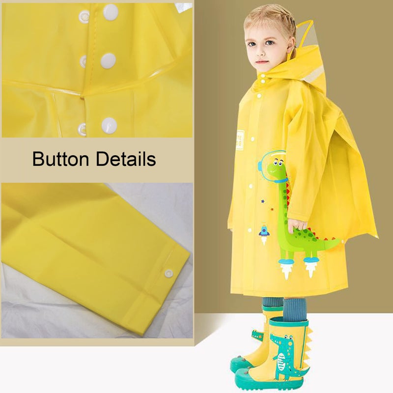 Fewlby Kids Raincoats for Girls Boys Waterproof Rain Jacket Cartoon Dinosaur Children Toddler Rain Wear Children Rain Poncho L Size 5-6 Years - Image 4