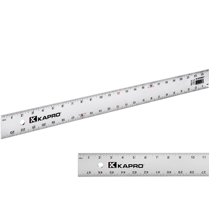 Kapro 308 Straight Edge Ruler and 116 Increments Contractor Grade With Wear Resistant Printing For Carpentry Drywall Drafting Anodized Aluminum 24 Inch