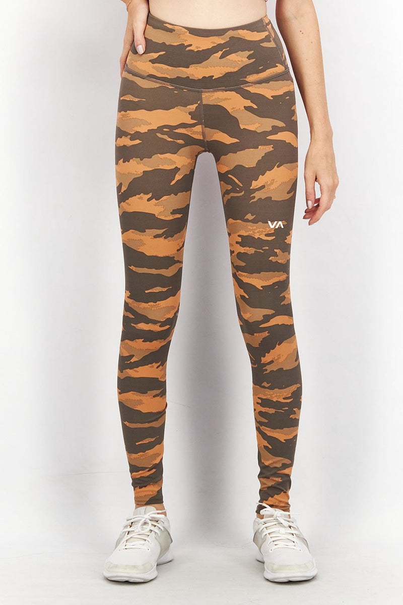 rvca Women Training Essential Pull,On Leggings, Grey and Orange - Image 1