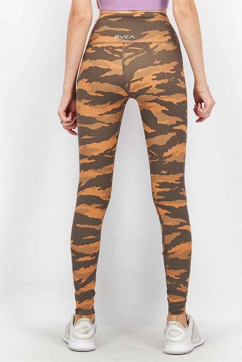 rvca Women Training Essential Pull,On Leggings, Grey and Orange - Image 4