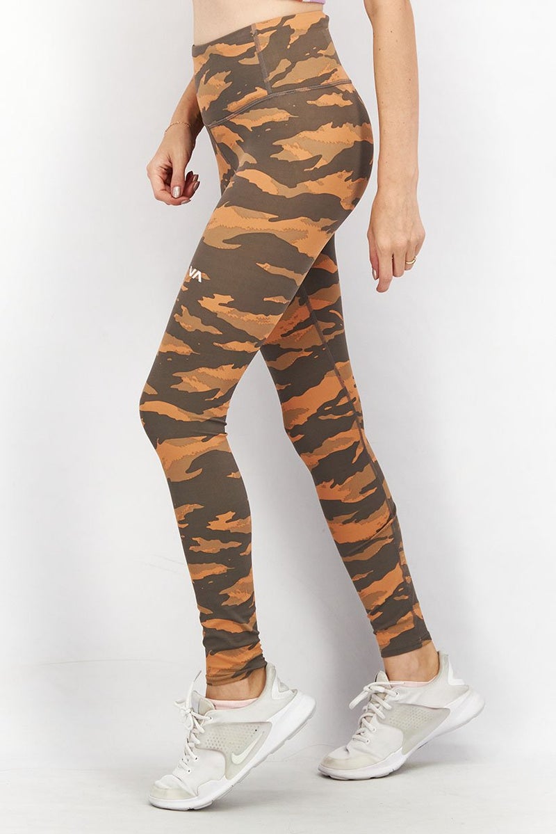 rvca Women Training Essential Pull,On Leggings, Grey and Orange - Image 2