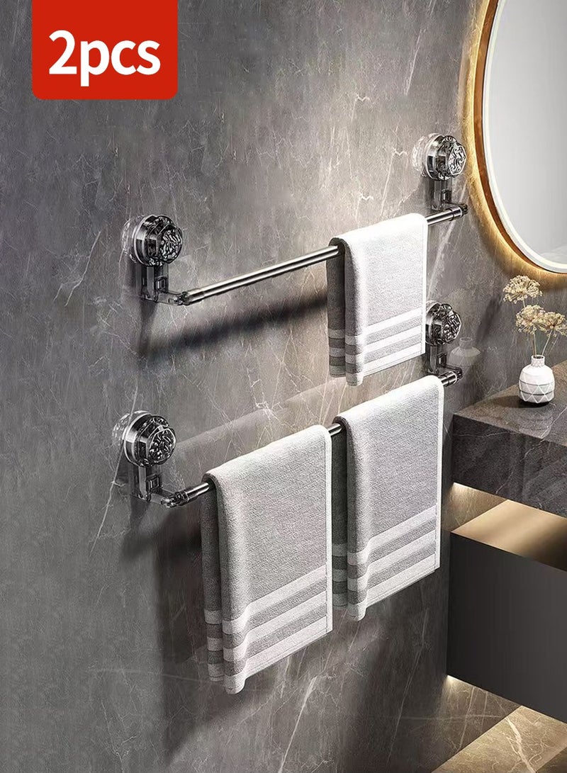 Beirui 2pcs Retractable Multi-Functional Towel Rack with Suction Cups Towel Rack, ready to remove, retractable in the center and rotatable on both sides. Suitable for bathroom, kitchen (76-130cm )  - Image 1