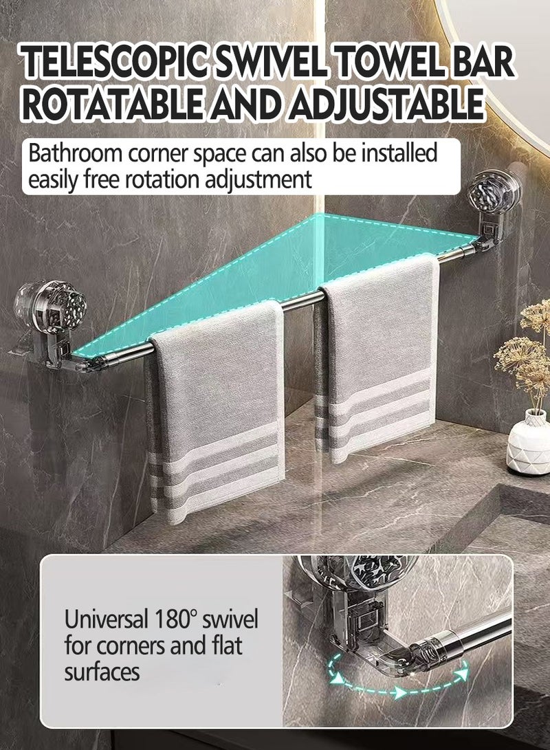 Beirui 2pcs Retractable Multi-Functional Towel Rack with Suction Cups Towel Rack, ready to remove, retractable in the center and rotatable on both sides. Suitable for bathroom, kitchen (76-130cm )  - Image 2
