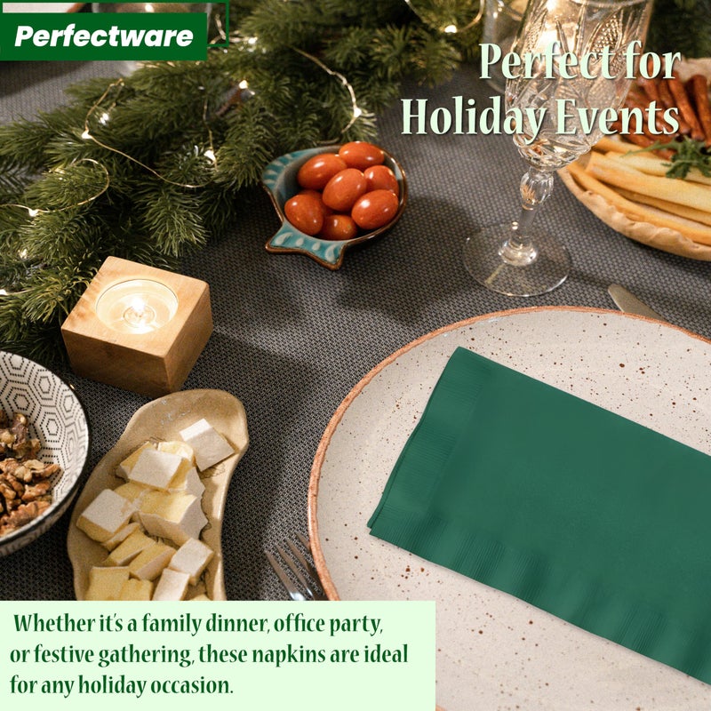 Perfectware- 2 Ply Dinner Napkin Green - 50 CT Green 2 Ply ""15 x 17"" Paper Dinner Napkins - Pack of 50 CT. Ideal For Party. - Image 3