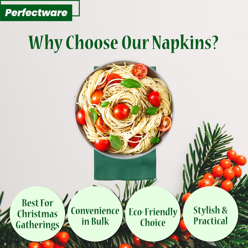 Perfectware- 2 Ply Dinner Napkin Green - 50 CT Green 2 Ply ""15 x 17"" Paper Dinner Napkins - Pack of 50 CT. Ideal For Party. - Image 5