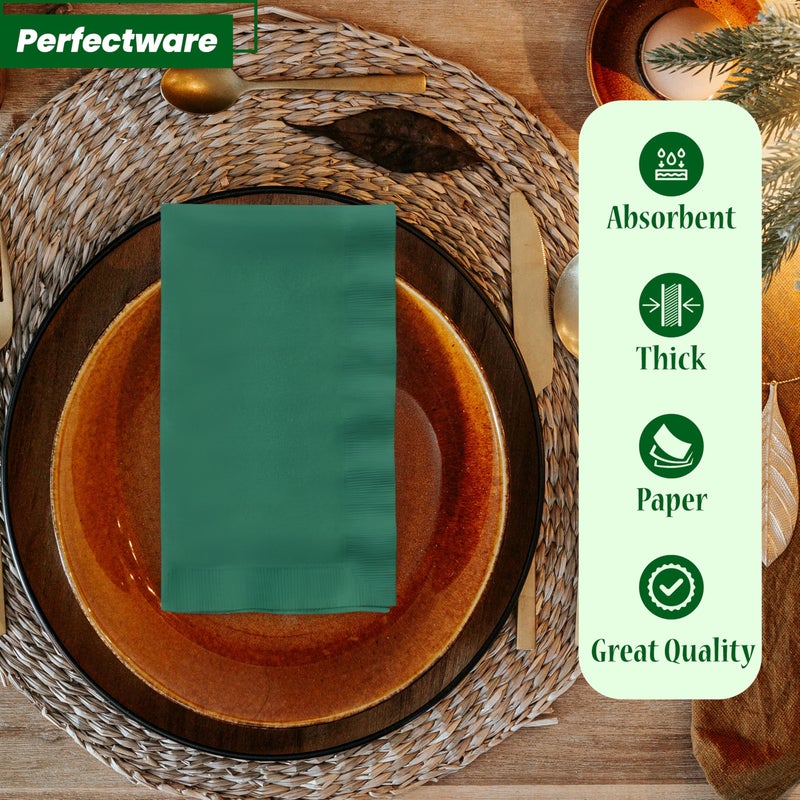 Perfectware- 2 Ply Dinner Napkin Green - 50 CT Green 2 Ply ""15 x 17"" Paper Dinner Napkins - Pack of 50 CT. Ideal For Party. - Image 4