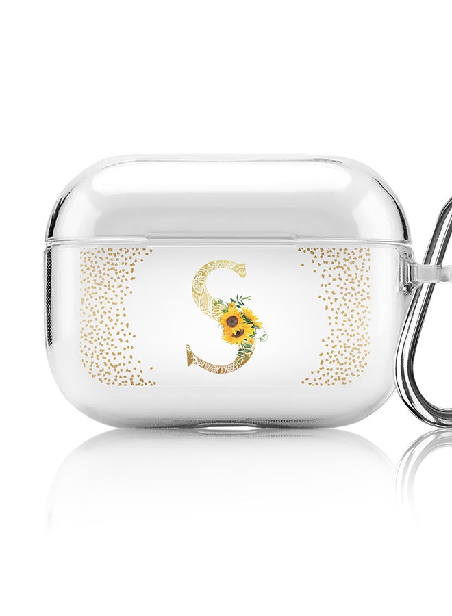 Stylizedd Classic Clear printed Case for Apple AirPods Pro 2nd Generation Thin Transparent Cover - Custom Monogram Initial Letter Mandala Floral Pattern Alphabet - S (Clear ) - Image 1