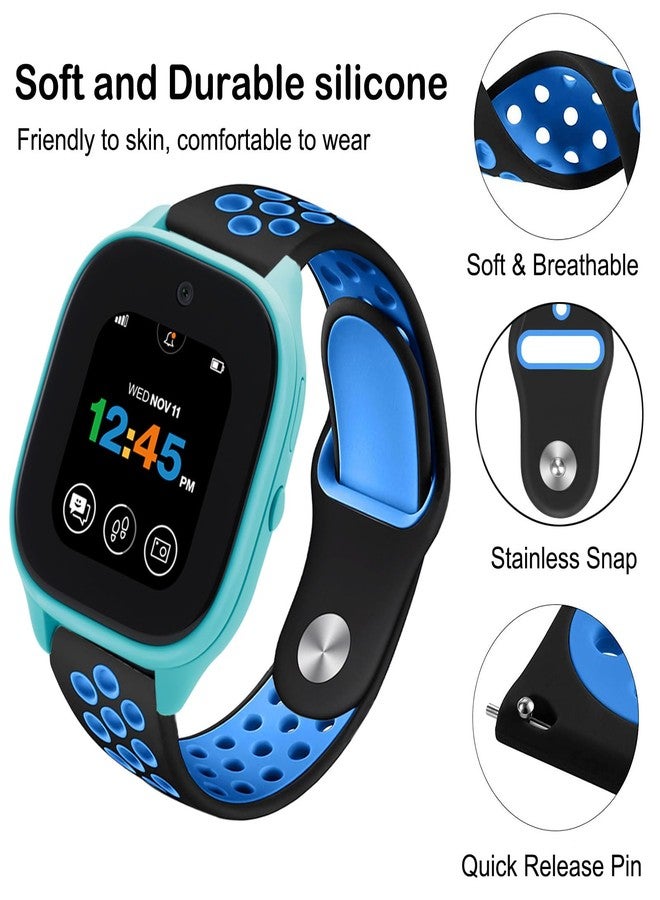 BXKM [2 Pack] Silicone Sport Bands Compatible with Gizmo Watch 3/2/1,Gabb Watch 3/2/1,SyncUP Watch Band for Kids,20mm Soft Breathable Smartwatch Band for Boys and Girls,Small Size (Black Blue & Black - Image 3