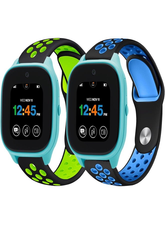 BXKM [2 Pack] Silicone Sport Bands Compatible with Gizmo Watch 3/2/1,Gabb Watch 3/2/1,SyncUP Watch Band for Kids,20mm Soft Breathable Smartwatch Band for Boys and Girls,Small Size (Black Blue & Black - Image 1