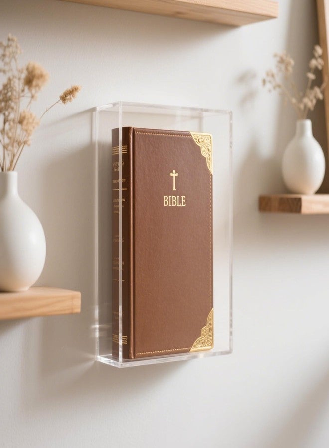 Klmnop Clear Acrylic Display Case for Bible, 4mm Thick Wall Mount Vertical & Horizontal Display Case, Book Organizer Box to Protect Collectible Books, Family Old Bible, DVD, 10.63 x 7.48 x 2.36 inch - Image 4