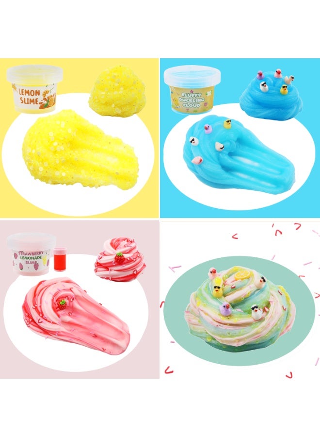 سيمدو مجموعة سلايم بثلاث عبوات بموضوع الحلويات – سلايم ناعم وشفاف وكريمي مع زينة، لعبة حسية غير لاصقة للأطفال، هدية عيد ميلاد - Image 4