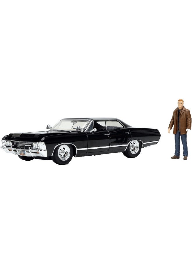 Jada Toys Jada Toys 253255037 Supernatural Dean Winchester, 1967 Chevy Impala Sport Sedan, Doors + Boot + Moter Cover to Open, Scale 1:24, Black, One Size  - Image 1