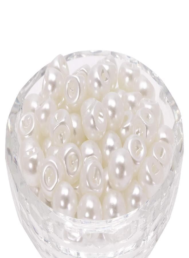 Shapenty Shapenty Round Plastic Pearl Button Bulk with Hole for DIY Craft Sewing Shirt Skirt Dress Sweater Jacket Wedding Gown Costume Jewelry Gift Supply Accessories Clothing Decoration, 50PCS (White, 10mm)  - Image 1
