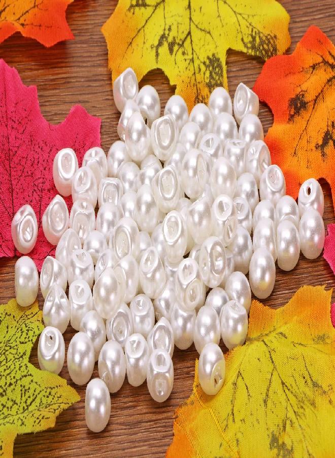 Shapenty Shapenty Round Plastic Pearl Button Bulk with Hole for DIY Craft Sewing Shirt Skirt Dress Sweater Jacket Wedding Gown Costume Jewelry Gift Supply Accessories Clothing Decoration, 50PCS (White, 10mm)  - Image 2