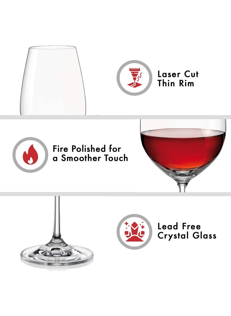 smart serve Bohemia Crystal Bar RedWhite Wine Glass Set 350ml Transparent Set of 4 CrystalClearerLighter for Wine Tasting Gift Packaging for Valentines Day Anniversary Birthday Gifts  - Image 5