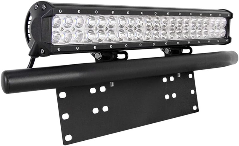Chelhead License Plate Frame Mounting Bracket with 20 Inch 126W Led Light Bar 6000K Spot Flood Combo Beam Off Road Lights Driving Lights Compatible for Almost All car Jeep Truck Pickup SUV 4x4 - Image 1