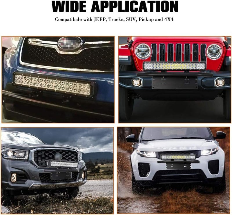 Chelhead License Plate Frame Mounting Bracket with 20 Inch 126W Led Light Bar 6000K Spot Flood Combo Beam Off Road Lights Driving Lights Compatible for Almost All car Jeep Truck Pickup SUV 4x4 - Image 5