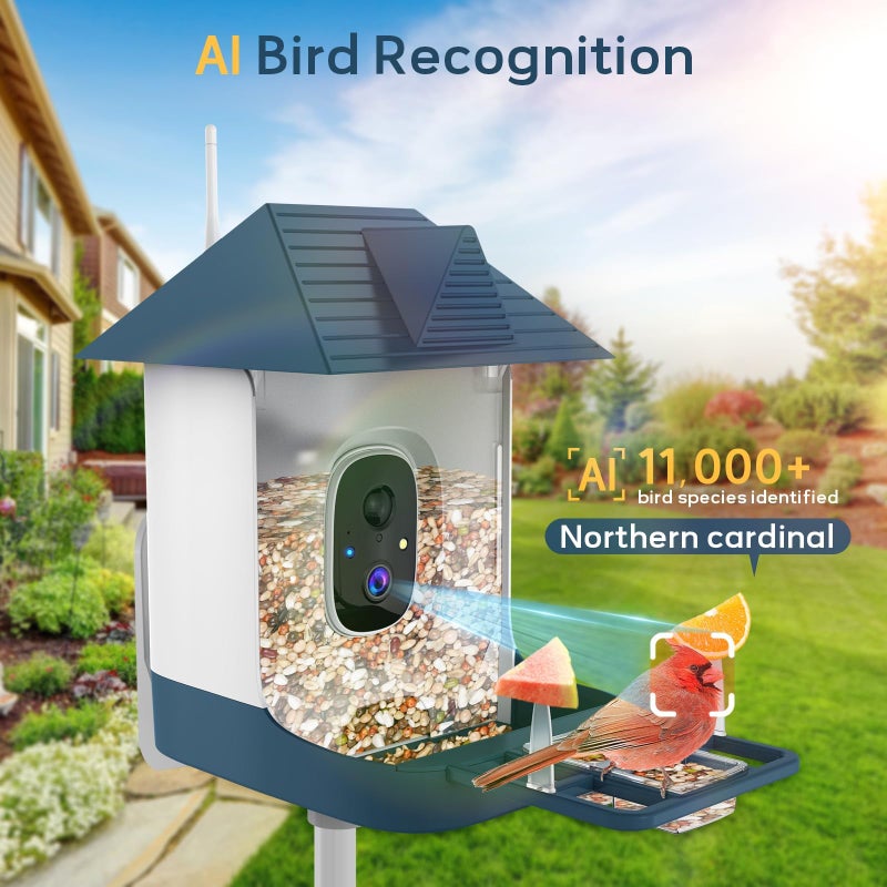 Fazoxo Bird Feeder With Camera Wifi Outdoor Smart Bird Feeder Camera With Built-In Ai Birds Recognition Solar Powered Auto Record Video By Cloud Storage Fhd Birds House With Cam Ideal Gift For Dad And Mom - Image 4