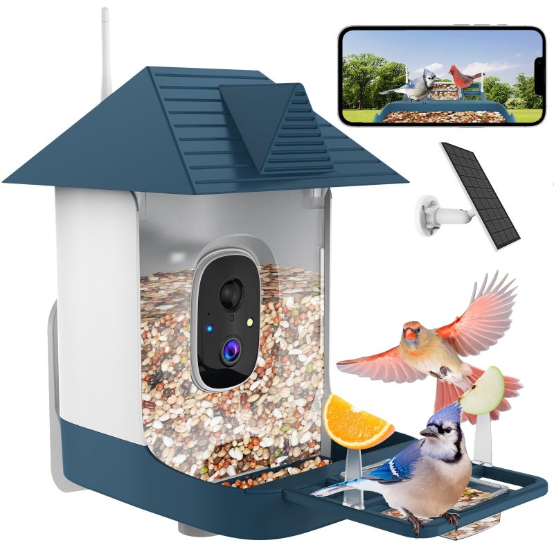 Fazoxo Bird Feeder With Camera Wifi Outdoor Smart Bird Feeder Camera With Built-In Ai Birds Recognition Solar Powered Auto Record Video By Cloud Storage Fhd Birds House With Cam Ideal Gift For Dad And Mom - Image 1