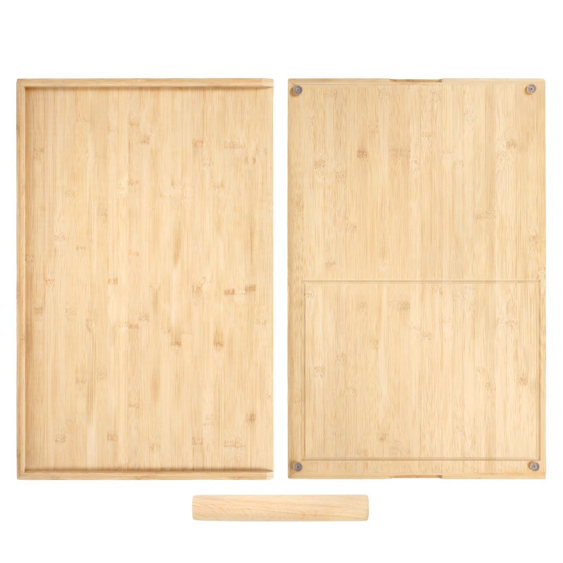 Bamboo Cutting Board Double Sided 28 x 18 with Juice Groove Large Wooden Cutting Boards for Kitchen Wood Chopping Board with Side Handles for Fruit Meat Kneading Dough