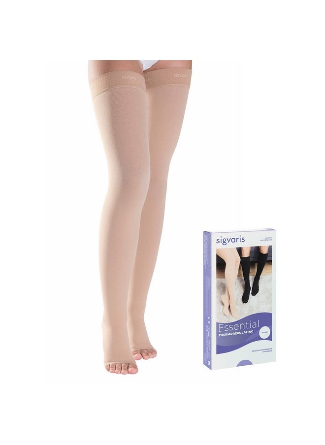 sigvaris - SIGVARIS Medical Compression Stockings - Cotton - Class 2 - Thigh length - For Men and Women (S - Long) - Image 1