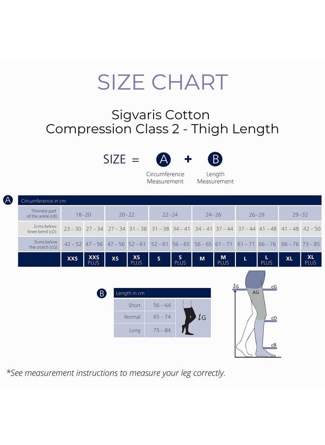 sigvaris - SIGVARIS Medical Compression Stockings - Cotton - Class 2 - Thigh length - For Men and Women (S - Long) - Image 1