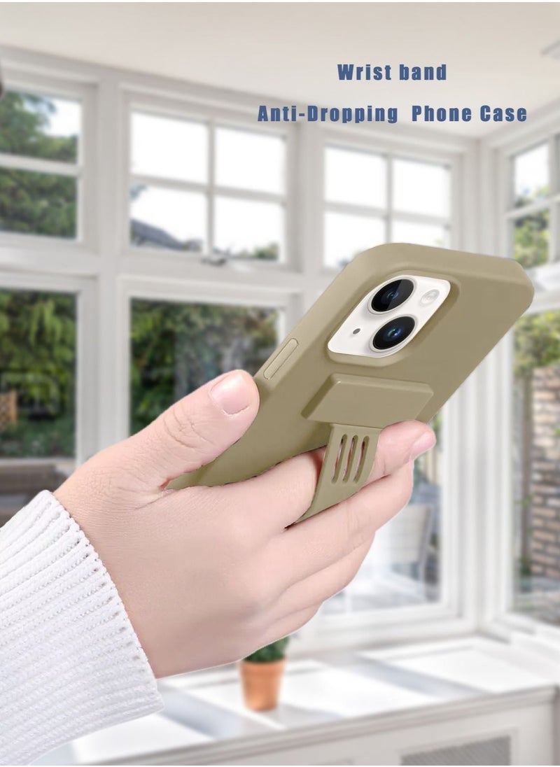 Wtech - PU Silicone Slim Rubber Hand Grip Case Cover For Apple iPhone 14 Light Brown - Image 1
