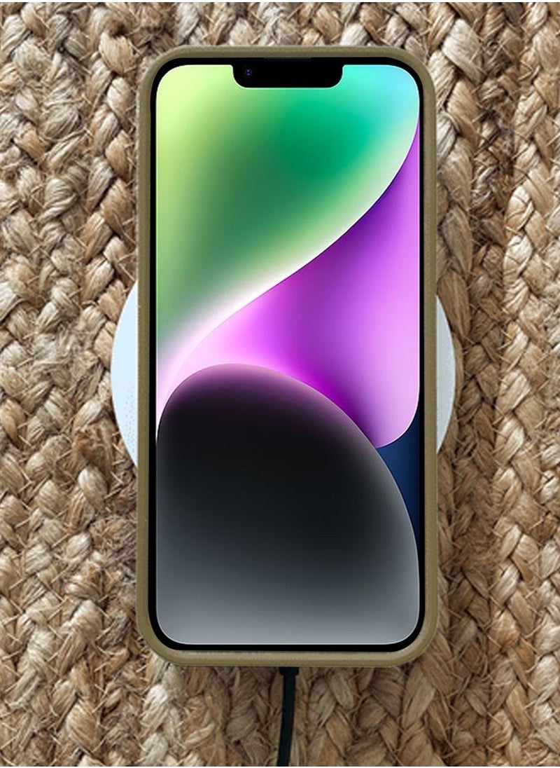 Wtech - PU Silicone Slim Rubber Hand Grip Case Cover For Apple iPhone 14 Light Brown - Image 1
