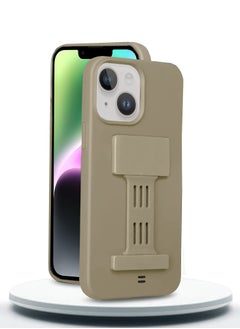 PU Silicone Slim Rubber Hand Grip Case Cover For Apple iPhone 14 Light Brown