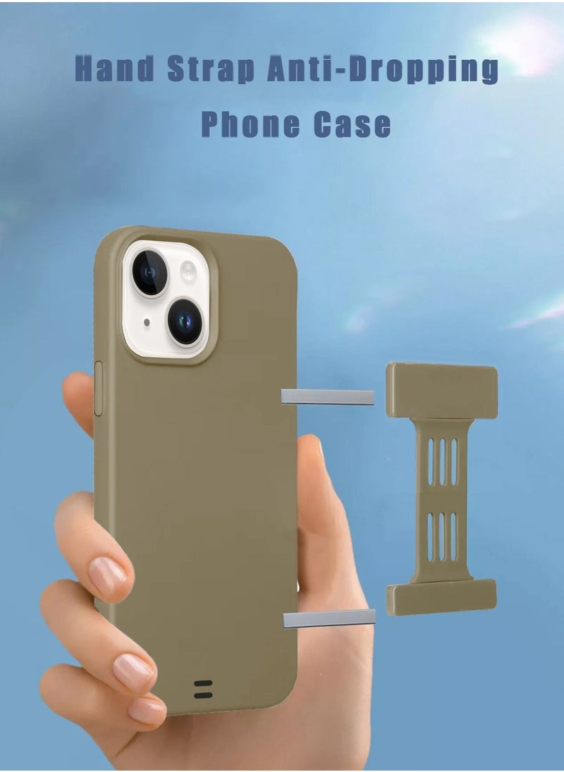 Wtech - PU Silicone Slim Rubber Hand Grip Case Cover For Apple iPhone 14 Light Brown - Image 1