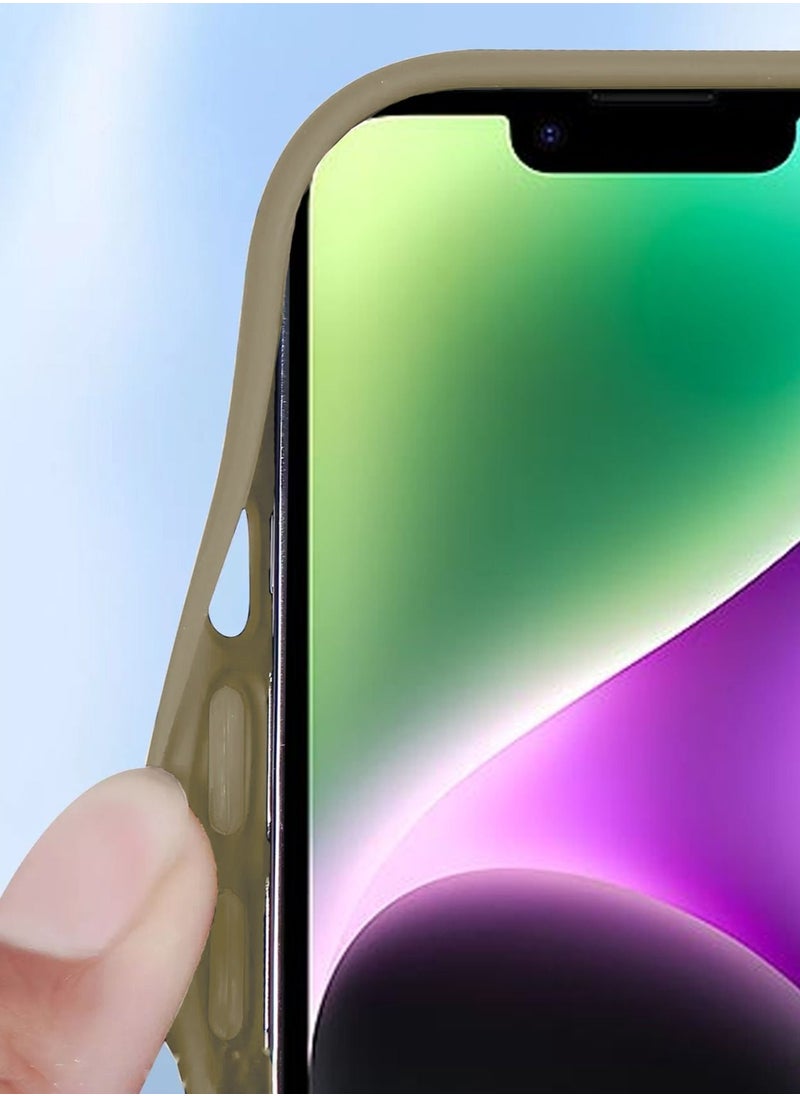 Wtech - PU Silicone Slim Rubber Hand Grip Case Cover For Apple iPhone 14 Light Brown - Image 1
