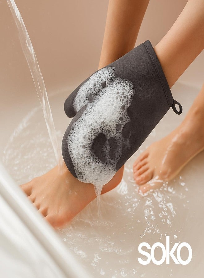 Soko Luxury Exfoliating Body Glove Loofah - Bathing Shower Mitts for Deep Dead Skin Removal | Exfoliator with Premium Ergonomic Design, Tan Removal & Smooth Suitable for Women, Men- Purple - Image 4