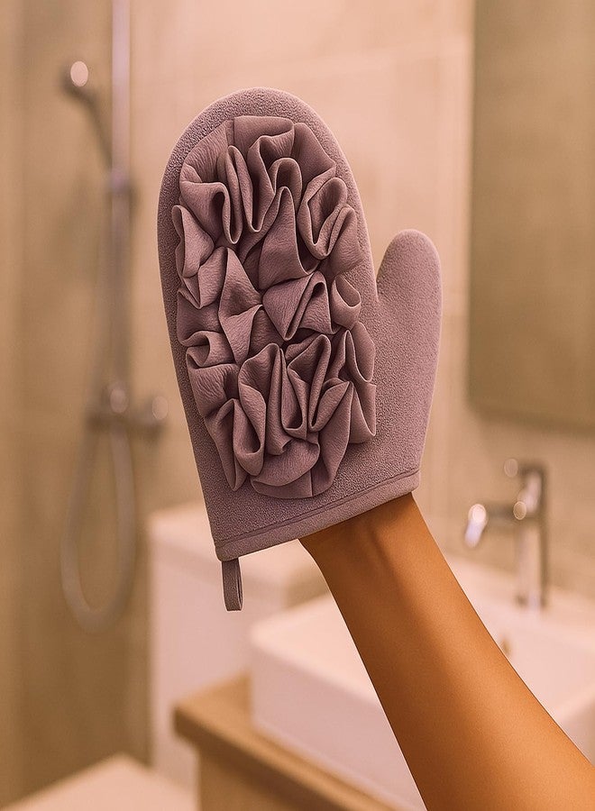 Soko Luxury Exfoliating Body Glove Loofah - Bathing Shower Mitts for Deep Dead Skin Removal | Exfoliator with Premium Ergonomic Design, Tan Removal & Smooth Suitable for Women, Men- Purple - Image 1