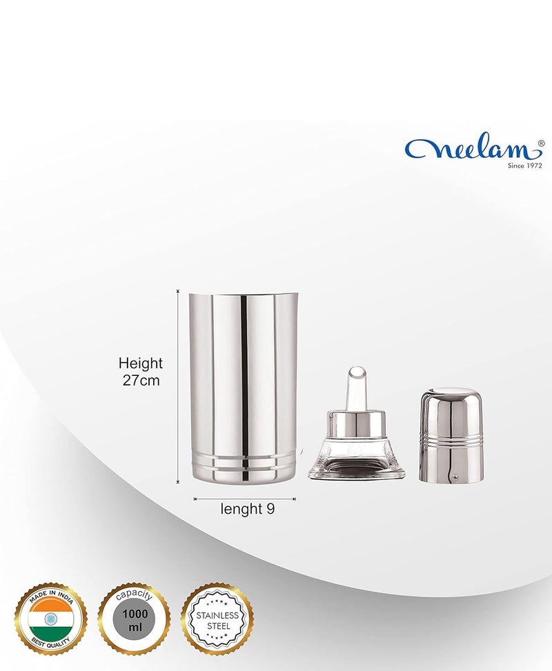 neelam Stainless Steel Oil Bottle 1000 ml – Durable and Elegant Storage Container for Oil, Vinegar, and Other Liquids, Leak-Proof Design, Ideal for Kitchen Use and Daily Cooking Needs. - Image 2