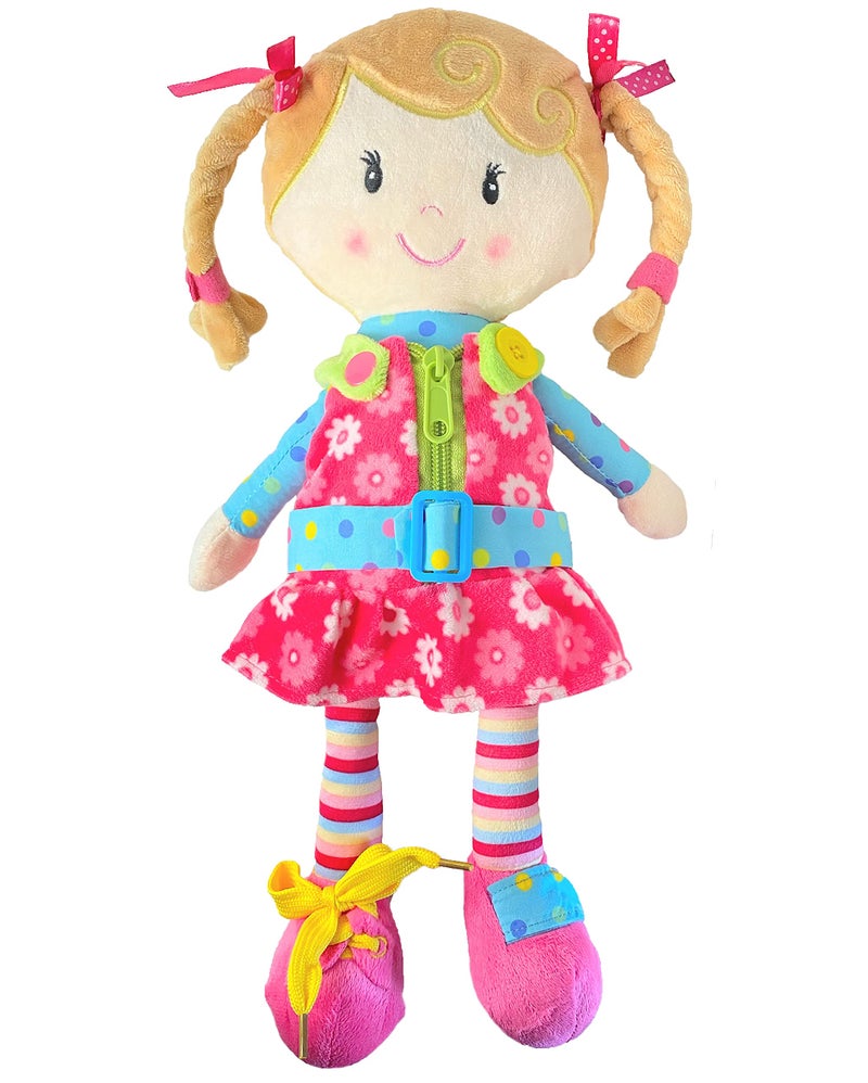 Snuggle Stuffs Sugar Snap Plush Learn to Dress Doll for Toddlers - 15" - for 2 Year Old Girl - Montessori - Image 1