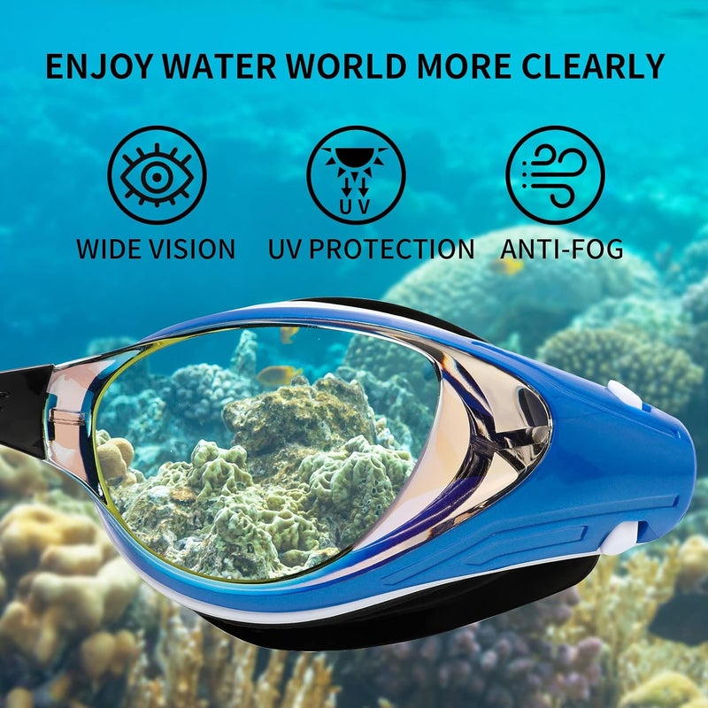 Wave Nearsighted Swim Goggles, Shortsighted Optical Swimming Goggles No Leaking Anti Fog UV Protection for Adult Men Women Youth - Image 3